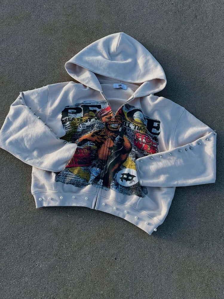Vintage-Style Y2k Full Zip Hoodie