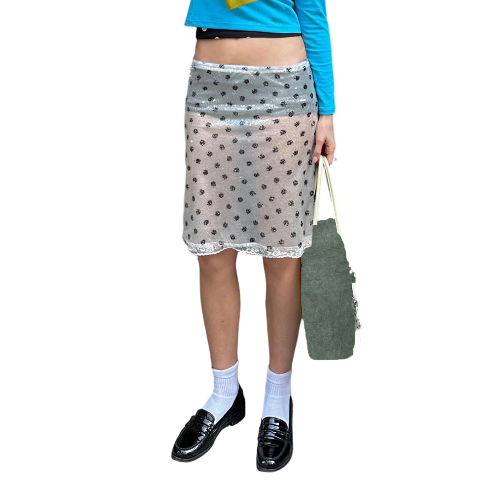 Sequin Mermaid Midi Skirt – Low Waist Bodycon Party Skirt