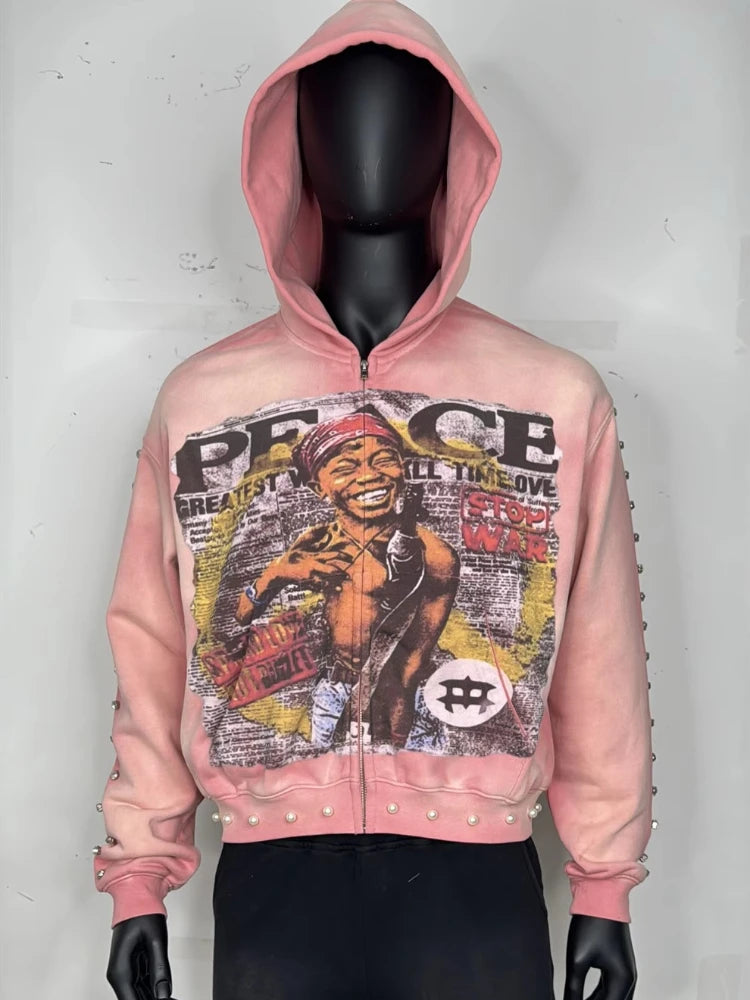 Vintage-Style Y2k Full Zip Hoodie