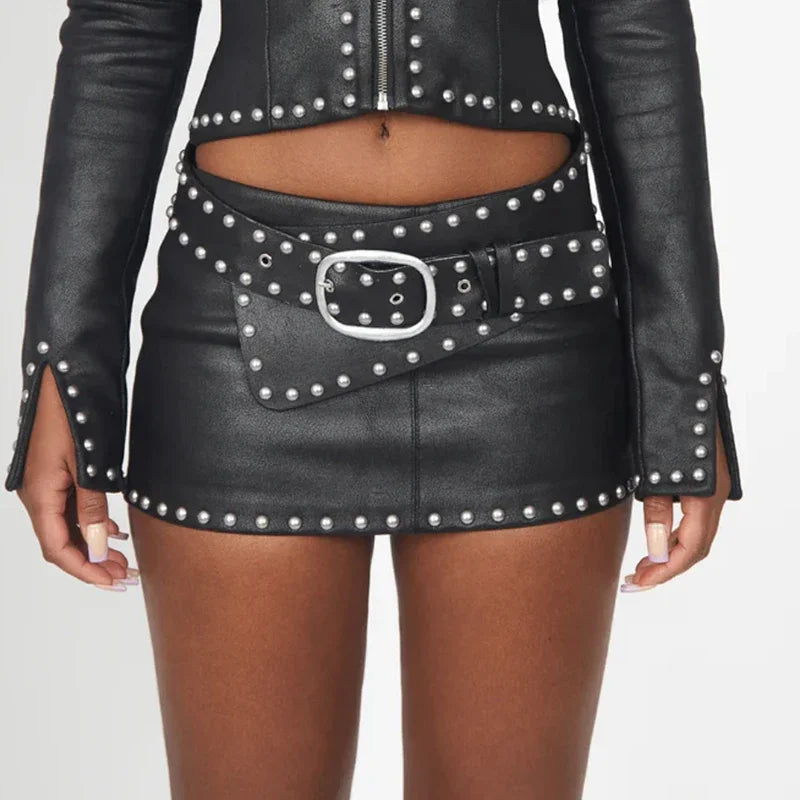 Biker High-Waist Mini Skirt – Slim Fit Solid Color Fashion Skirt