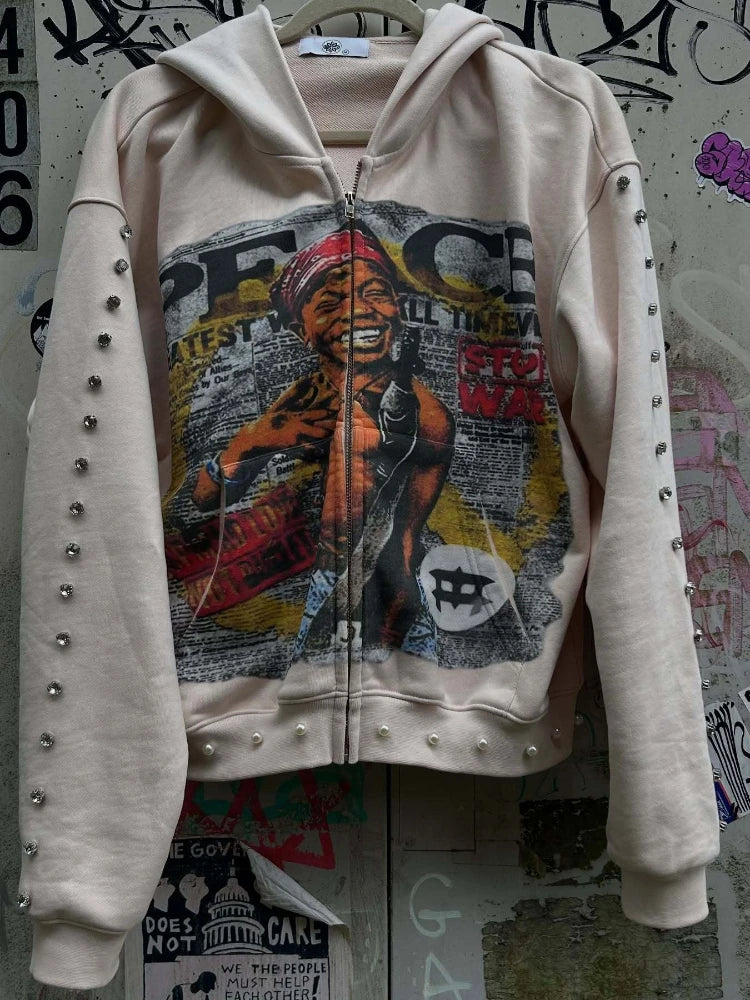 Vintage-Style Y2k Full Zip Hoodie