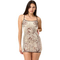 Vintage Art Print Mesh Mini Dress – Sheer Cami Bodycon Summer Dress with High Stretch Fit