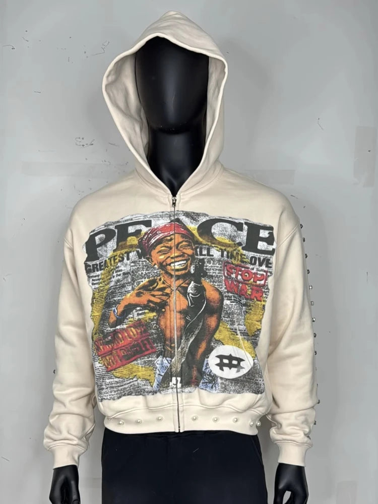 Vintage-Style Y2k Full Zip Hoodie