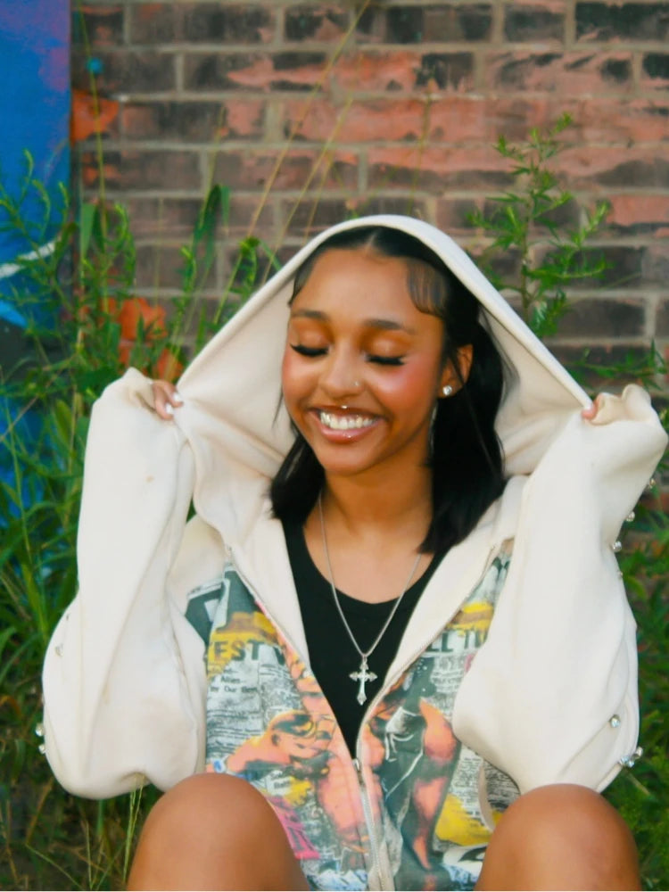 Vintage-Style Y2k Full Zip Hoodie