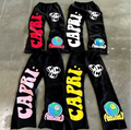 Heavyweight Stacked Flare Sweatpants – Y2K Embroidered Streetwear Joggers