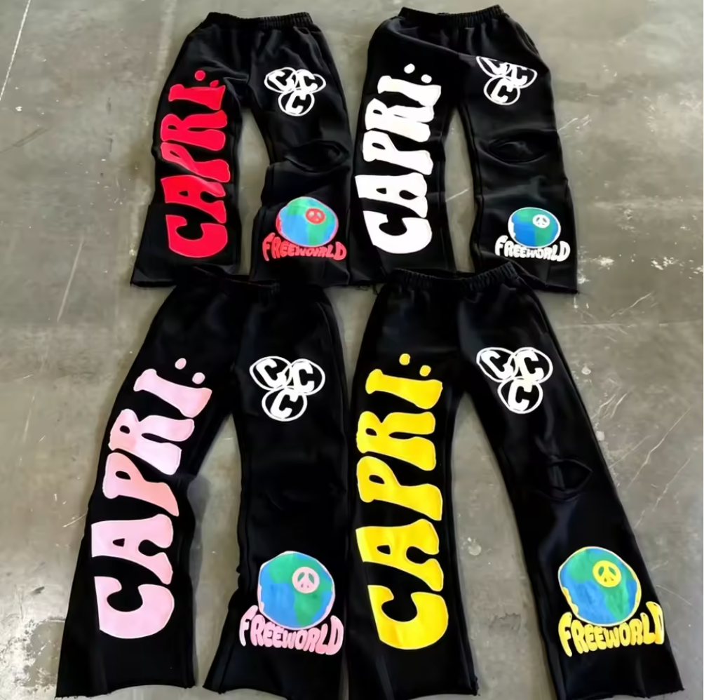 Heavyweight Stacked Flare Sweatpants – Y2K Embroidered Streetwear Joggers