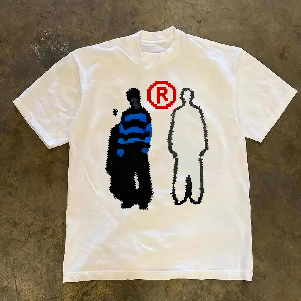 Unisex Pixel Art Graphic T-Shirt – Casual Oversized Cotton Tee